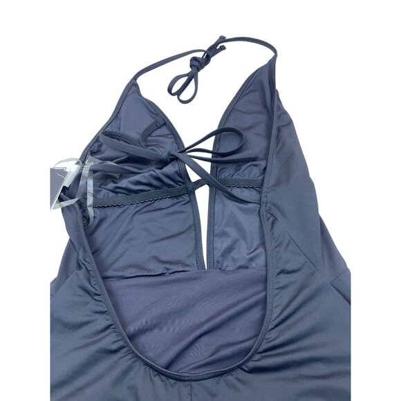 La Blanca Women’s Black Floral Embroidered Halter Swimsuit One-Piece Sz 12 - New - Picture 4 of 10